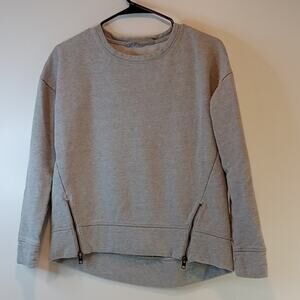 Athleta Sweatshirt Pullover Front Zipper Sides Women's Sz XXS Gray EUC NICE!